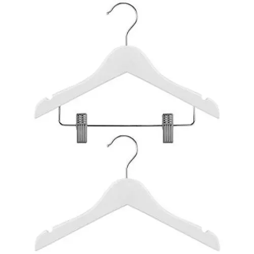 HANGERWORLD 12 White Wooden 11.8inch Kids Coat Clothes Garment Top Clip Hangers Closet Set Baby Toddler HANGERWORLD 12 White Wooden 11.8inch Kids Coat Clothes Garment Top Clip Hangers Closet Set Baby Toddler