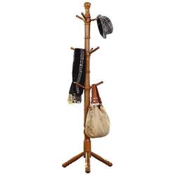 Cxjff Floor Standing Coat Rack Clothes Hat Stand Hanger 9 Hooks European Style Solid Wood, 50x50x179CM (Color : Coffee)