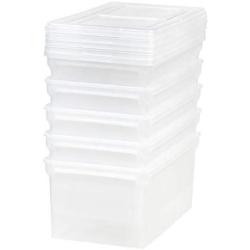 IRIS Split-Lid Letter Size File Box, 5 Pack, Large, Clear