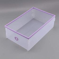 5 Pcs Clear Plastic Shoe Storage Boxes, Foldable Shoe Containers Double Plastic Purple DIY Shoe Drawers Home Storage