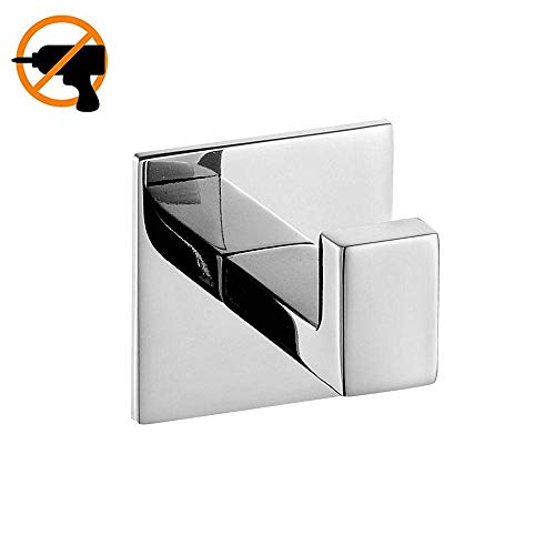 Melairy Self Adhesive 304 Stainless Steel Bathroom Square Towel Hook Sliver Chrome Finish Coat Hat Door Hook Hanger Bathroom Accessories,No Screw Need