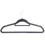 JUPAI 100pcs 450.524.5 Plastic Flocking Clothes Hangers with Rail Velvet Hangers Heavy Duty - Non Slip -Space Saving Clothes Hangers Black