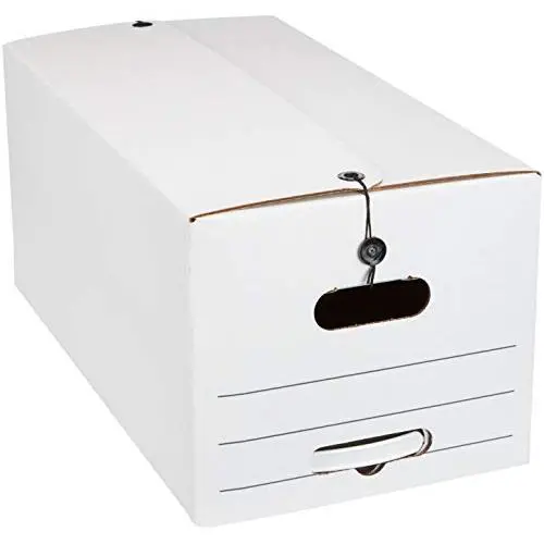 AmazonBasics Medium Duty Storage Filing Boxes with String & Button Closure - Pack of 12, Letter Size