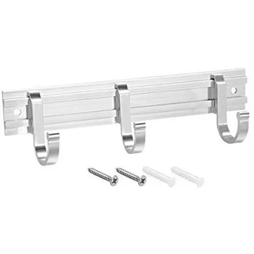uxcell Wall Mounted Adjustable Silver 3 Hangers Towel Hat Coat Clothes Wall Hook Rack Rail With Screw 1pcs uxcell Wall Mounted Adjustable Silver 3 Hangers Towel Hat Coat Clothes Wall Hook Rack Rail With Screw 1pcs