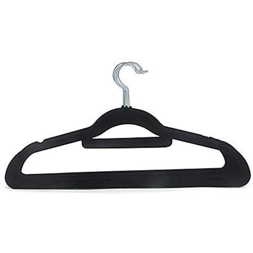 Decor Hut Velvet Covered Hangers ? 30 Pack Non-Slip Black Hangers for Clothes ? Premium Quality Materials - Easy Slide & Sturdy Design ? Slim to Save Closet Space