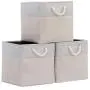 DECOMOMO Foldable Storage Bin [3-Pack] Collapsible Sturdy Cationic Fabric Storage Basket Cube W/Handles for Organizing Shelf Nursery Home Closet (Light Grey and Tranquility, Cube - 13 x 13 x 13)