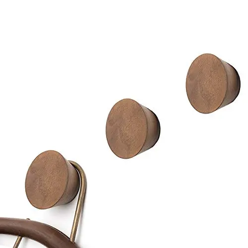Wall Mounted Decorative Wooden Coat Hook Hat Rack Headphone Scarves Clothes Hanger Organizer Black Walnut,Round,2.36inch,Pack of 3 Wall Mounted Decorative Wooden Coat Hook Hat Rack Headphone Scarves Clothes Hanger Organizer Black Walnut,Round,2.36inch,Pack of 3