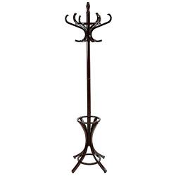 Cxjff Floor Standing Coat Rack Stable Design Hanger Clothes 12 Hooks European Style Easy Install, Wood, 3 Colors (Color : Dark Brown, Size : 27x27x184cm)