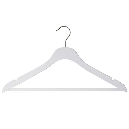 NAHANCO SL70117WB20 17" Slim Line Space Saving Wooden Suit Hanger with Pant Bar (Pack of 20), White
