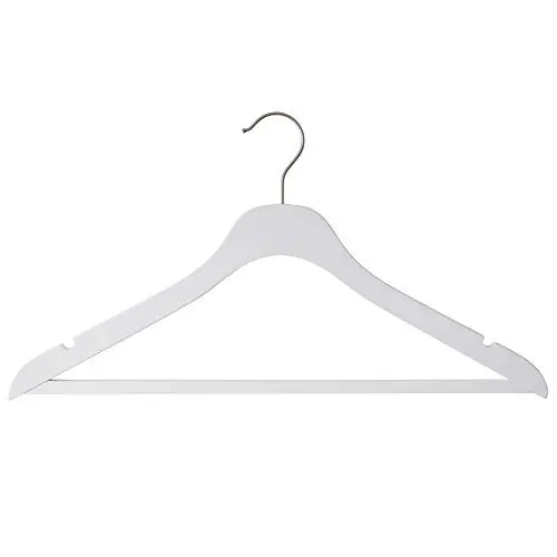 NAHANCO SL70117WB20 17" Slim Line Space Saving Wooden Suit Hanger with Pant Bar (Pack of 20), White NAHANCO SL70117WB20 17" Slim Line Space Saving Wooden Suit Hanger with Pant Bar (Pack of 20), White