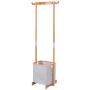 Tangkula Laundry Hamper Garment Rack, Bamboo Coat Organizer with Clothes Hanger and Storage Shelves (26W)
