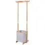Tangkula Laundry Hamper Garment Rack, Bamboo Coat Organizer with Clothes Hanger and Storage Shelves (26W)