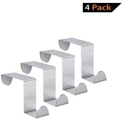 CASUAL 4pcs Over The Door Hook Stainless Steel,Cabinet Clothes Hanger Kitchen Organizer Z Hooks,Storage Organizer Rack Holder Tools,Towels Scarves Keys Hats Hanger Hook (Silver)