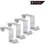 CASUAL 4pcs Over The Door Hook Stainless Steel,Cabinet Clothes Hanger Kitchen Organizer Z Hooks,Storage Organizer Rack Holder Tools,Towels Scarves Keys Hats Hanger Hook (Silver)