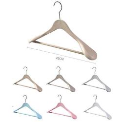 SAASNY Plastic Hangers,5 Extra Wide 45cm Heavy Duty Blue Plastic Jacket Clothes Garment Hangers with Non Slip Trouser Bar,Extra Smooth Finish,for Drying and Storage