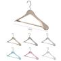 SAASNY Plastic Hangers,5 Extra Wide 45cm Heavy Duty Blue Plastic Jacket Clothes Garment Hangers with Non Slip Trouser Bar,Extra Smooth Finish,for Drying and Storage