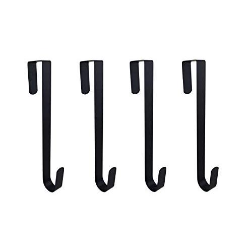 Ifavor123 Pack of 4 Black Metal 12 Inches in Length Over-The-Door Closet Door Hanger Hooks, Indoor Outdoor Wreath Hangers Multi-Purpose Home Décor Hanger