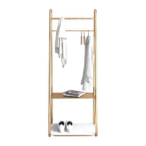 ZCYX Nordic Coat Rack Floor Bedroom Hanger Clothes Bag Rack Multifunctional Clothe Rack Bedroom Rack (Color : Gold Hanger)