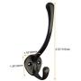 Tiazza 4Pcs Antique Solid Brass Clothes Hooks Entryway Coat Hooks Scarf and Jacket Hangers Perfect Bath Towel Heavy Hooks (Black)