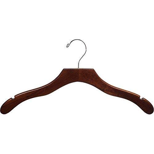 The Great American Hanger Company Wavy Wood Top Hanger, Boxes of 100 Space Saving 17 Inch Wooden Hangers w/Walnut Finish & Chrome Swivel Hook & Notches for Shirt Jacket or Dress The Great American Hanger Company Wavy Wood Top Hanger, Boxes of 100 Space Saving 17 Inch Wooden Hangers w/Walnut Finish & Chrome Swivel Hook & Notches for Shirt Jacket or Dress