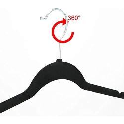 Non-Slip Velvet Hangers - Suit Hangers Ultra Thin Space Saving 360 Degree Swivel Hook Strong and Durable Clothes Hangers Hold Up-to 10 Lbs, for Coats, Jackets, Pants, and Dress Clothes (Black, 50)