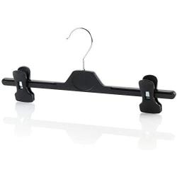 HANGERWORLD 25 Black 13.4inch Plastic Coat Clothes Garment Pants Skirt Hangers with Adjustable Clips