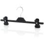HANGERWORLD 25 Black 13.4inch Plastic Coat Clothes Garment Pants Skirt Hangers with Adjustable Clips