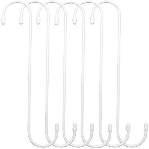 ESFUN 6 Pack 10 inch Extra Large S Hooks White Heavy Duty Plant Hanging Hooks Long S Shaped Extension Hooks for Kitchenware,Utensils,Pergola,Closet,Flower Basket,Garden,Patio,Indoor Outdoor Uses