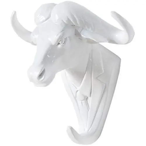 Zhi Jin 1Pc Novelty White Animals Head Hook Wall Adhesive Door Hanger Decor for Clothes Hat Mr.Cattle Zhi Jin 1Pc Novelty White Animals Head Hook Wall Adhesive Door Hanger Decor for Clothes Hat Mr.Cattle