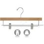 The Great American Hanger Company Wooden Pant Hanger w/Adjustable Cushion Clips, Boxes of 50 Flat Wood Bottom Hangers w/Natural Finish and Chrome Swivel Hook for Jeans Slacks or Skirt