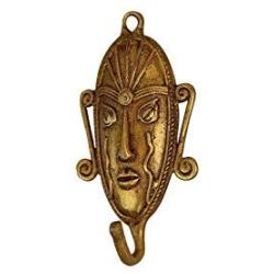 Indianshelf Handmade 1 Artistic Vintage Multicolor Brass Tribal Face Clothes Hooks Hangers/Wall Hooks for Kids