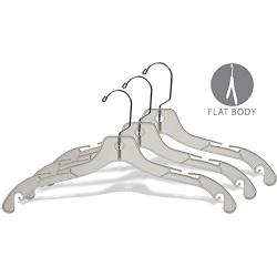 Sturdy Clear Plastic Top Hanger,  Boxes of 100 Durable Space Saving Hangers w/ 360 degree Chrome Swivel Hook and Notches for Shirt or Dress by The Great American Hanger Company