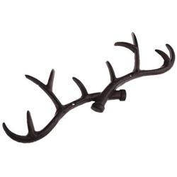 Baoblaze Chic Cast Iron Deer Antlers Wall Hooks Strong Coat Towel Clothes Hat Key Hanger Holder, Xmas Gift Home Decoration - Brown