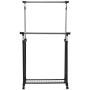 Double Rail Adjustable Garment Rack Rolling Clothes Hanger w/Shoe Rack Portable