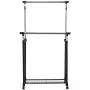 Double Rail Adjustable Garment Rack Rolling Clothes Hanger w/Shoe Rack Portable Double Rail Adjustable Garment Rack Rolling Clothes Hanger w/Shoe Rack Portable