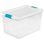 STERILITE 14978006 64 quart/61 L Latching Boxes with Clear Base, White Lid and Colored Latches