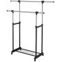 PNPGlobal Double Rail Rolling Garment Rack Adjustable Clothes Drying Hanger Laundry Rack