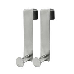 Over The Door Hooks for Cabinets and Cupboards, Shower Hooks Towel Hanger For Glass Door, Towel Hooks For Kitchen Bathroom Cabinets Cupboards, Stainless Steel Utility Hooks, Pack of 2 (Silver Model A)