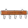 super1798 Rustic Wooden Metal I Love My Home Wall Hook Wall Decorative Ornaments Cloth Hat Rack Hanger Coffee 4 Hooks