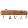 super1798 Rustic Wooden Metal I Love My Home Wall Hook Wall Decorative Ornaments Cloth Hat Rack Hanger Coffee 4 Hooks