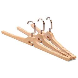 DNJKSA 5 Pcs 48cm Adult Solid Wood Trousers Rack Solid Wood Multifunctional Clothes Hanger for The Household Non-Slip Trousers Clips