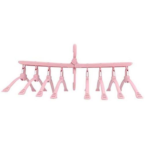 Yosooo 360 Degrees Rotation Foldable Magic Clothes Hangers Holders Space Saving Closet Sweater Organizer Storage Rack for Home Travel(Pink)