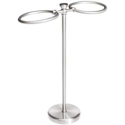 AmazonBasics Bathroom Accessory Collection 2-Ring Towel Holder, Brushed Steel