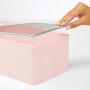 mDesign Plastic Stackable Storage Container Bin Box, Hinged Lid - Bathroom Cabinet Organizer for Toiletries, Makeup, First Aid, Hair Accessories, Bar Soap, Loofahs, Bath Salts - 2 Pack - Pink