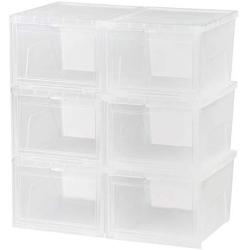 IRIS USA, Inc. NSSB-H Front Entry Stackable Shoe Box, Tall, Pearl