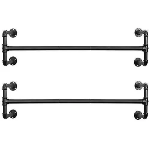 SONGMICS Wall-Mounted Clothes Rack, Set of 2, Industrial Pipe Clothes Hanging Bar, Space-Saving, 43.3 x 11.8 x 11.5 Inches, Holds up to 132 lb, Easy Assembly, for Small Space, Black UHSR64BK-02 SONGMICS Wall-Mounted Clothes Rack, Set of 2, Industrial Pipe Clothes Hanging Bar, Space-Saving, 43.3 x 11.8 x 11.5 Inches, Holds up to 132 lb, Easy Assembly, for Small Space, Black UHSR64BK-02
