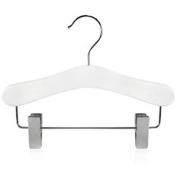 HANGERWORLD 12 White 9.8inch Wooden Kids Coat Clothes Garment Clip Hangers Baby Toddler