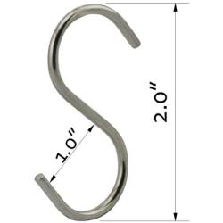 RuiLing 24-Pack 2 Inch S Shaped Hanging Hooks, Heavy-Duty Genuine Solid Polished Stainless Steel,for Jewelry, Key Ring,Kitchen Spoon Pot Multiple uses