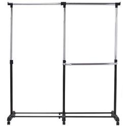 Extendable Storage LaundryCloset Stick Hanger Rolling Clothes Holder Rack Adjustable Drying