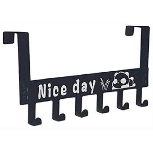 PROGLEAM Holder & Hook, Nice Day Creative Carbon Steel Over The Door Hooks Clothes Coat Hat Towel Hanger Wall Hook, Black